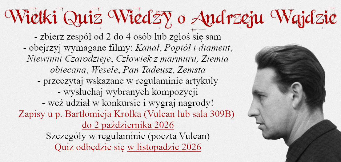 Wielki Quiz Wiedzy o Andrzeju Wajdzie plakat